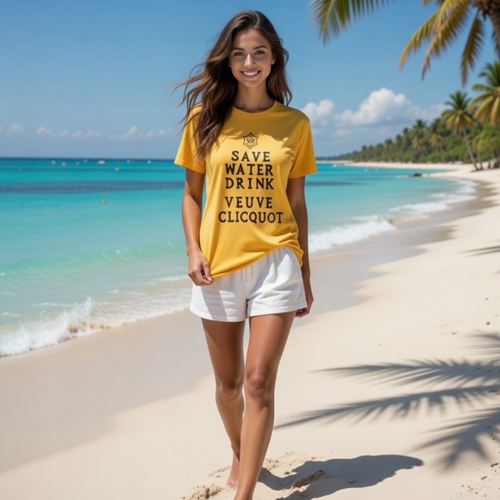 Vintage Veuve Clicquot “Save Water Drink Veuve Clicquot” T-Shirt Size Large